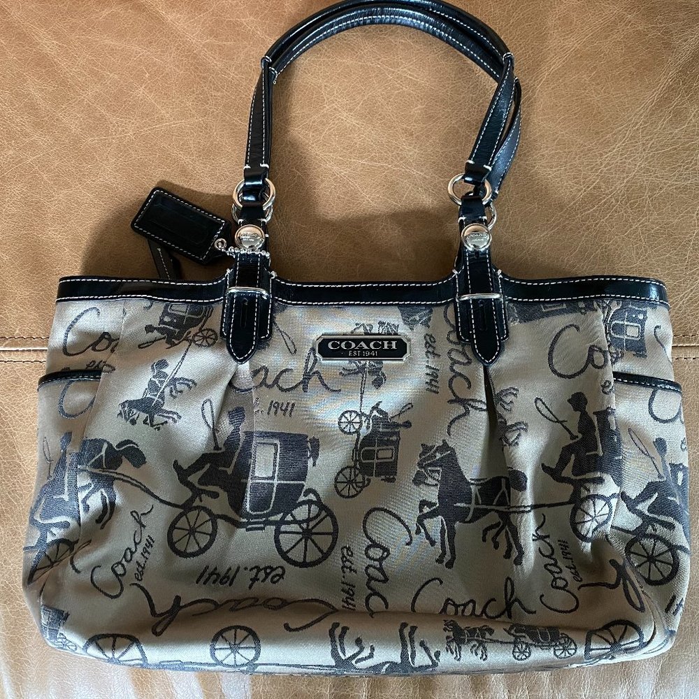 Coach Horse Carriage Purse Espresso Khaki